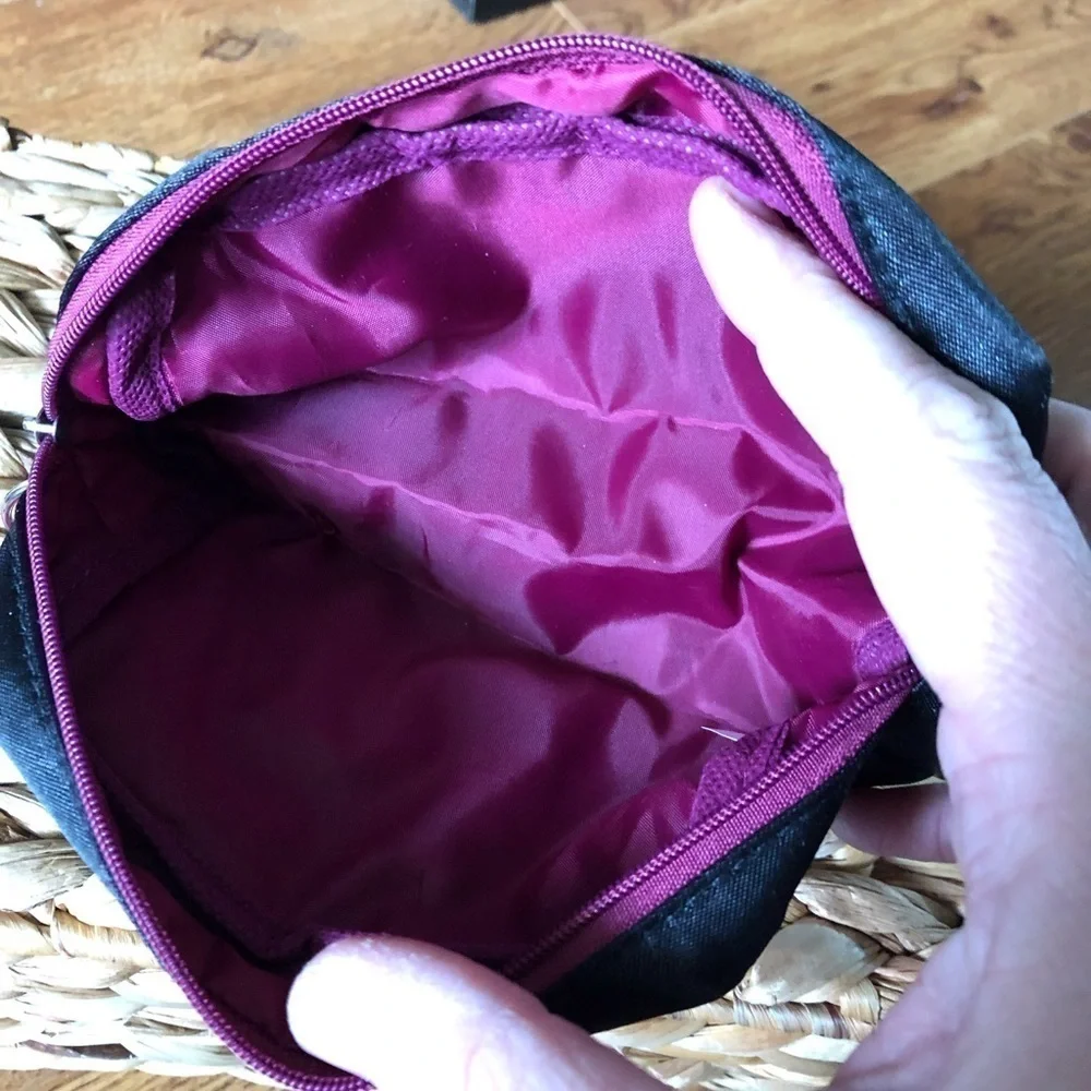 Ipsy black and purple small cosmetic bag